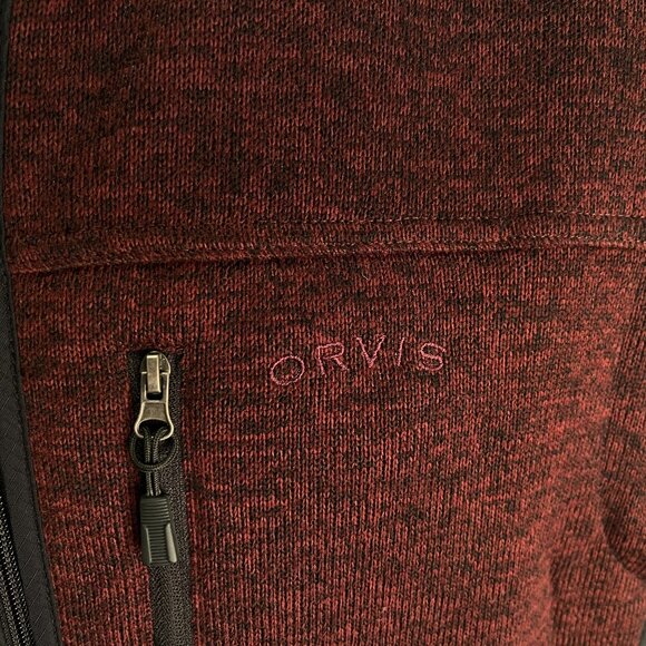 ORVIS Men's red marled full zip warm Vest sleeveless jacket Large L EUC - Picture 3 of 6
